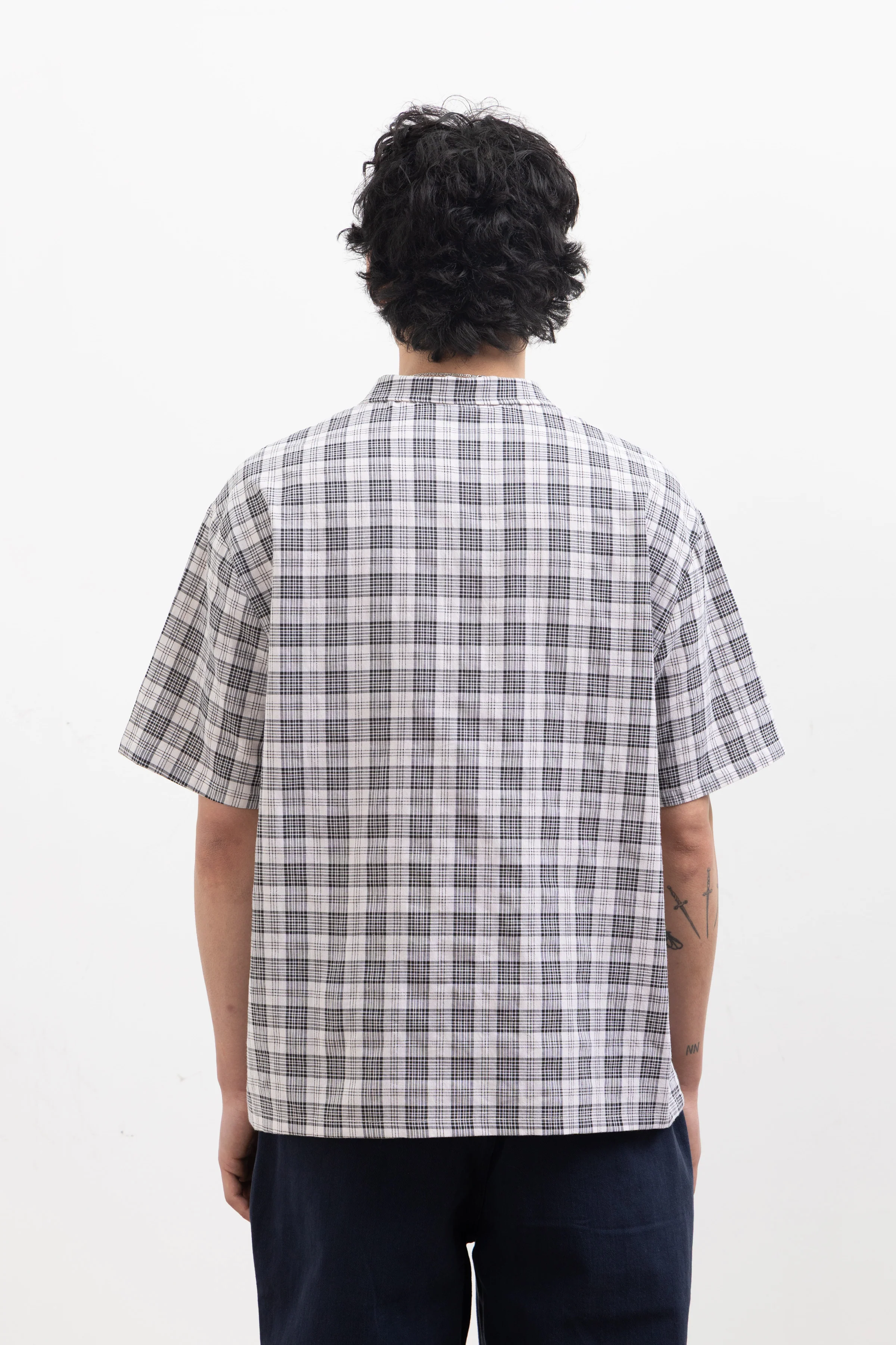 Blacksmith - Short Sleeved Popover Shirt - Black Plaid - Image 4