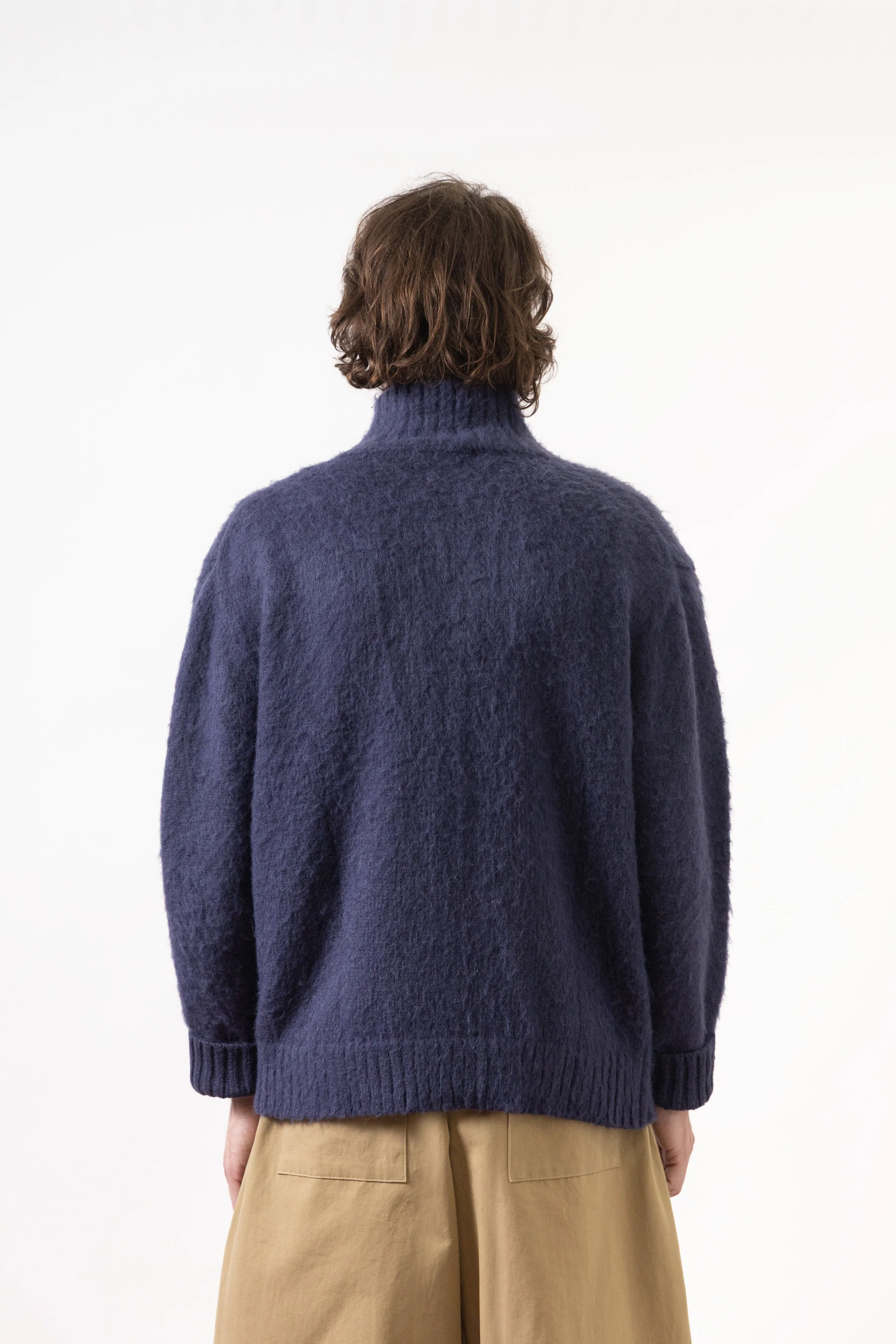 Blacksmith - Zip Mohair Cardigan - Navy - Image 4