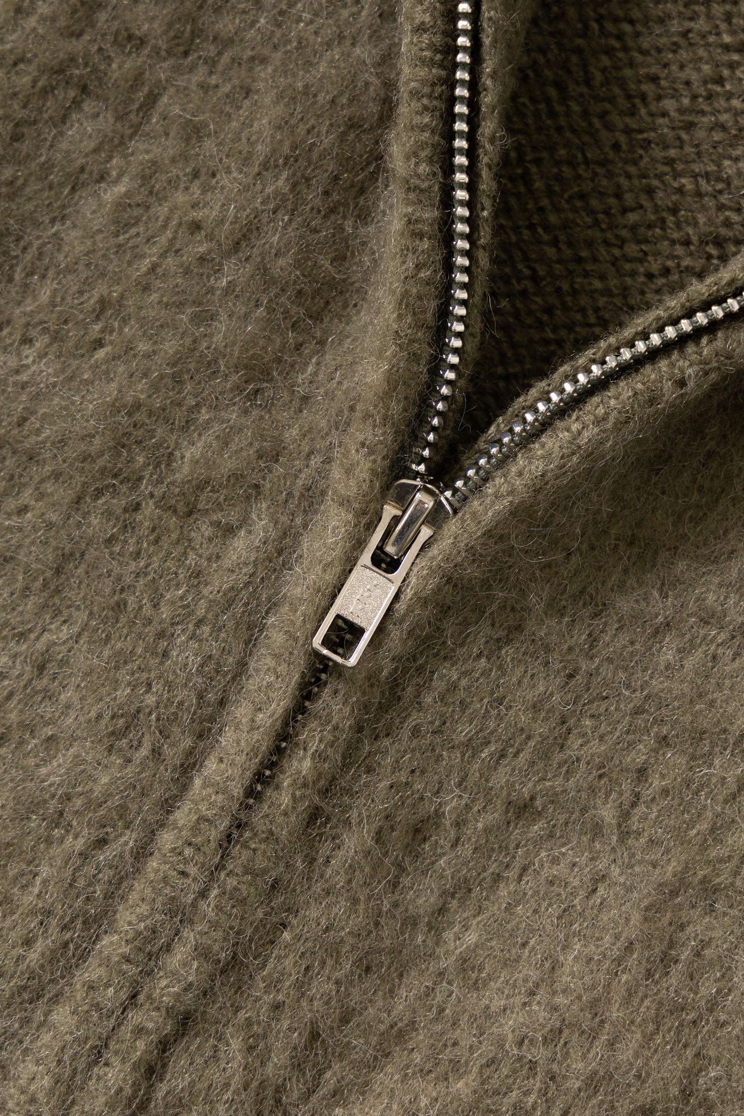 Blacksmith - Zip Mohair Cardigan - Olive - Image 5