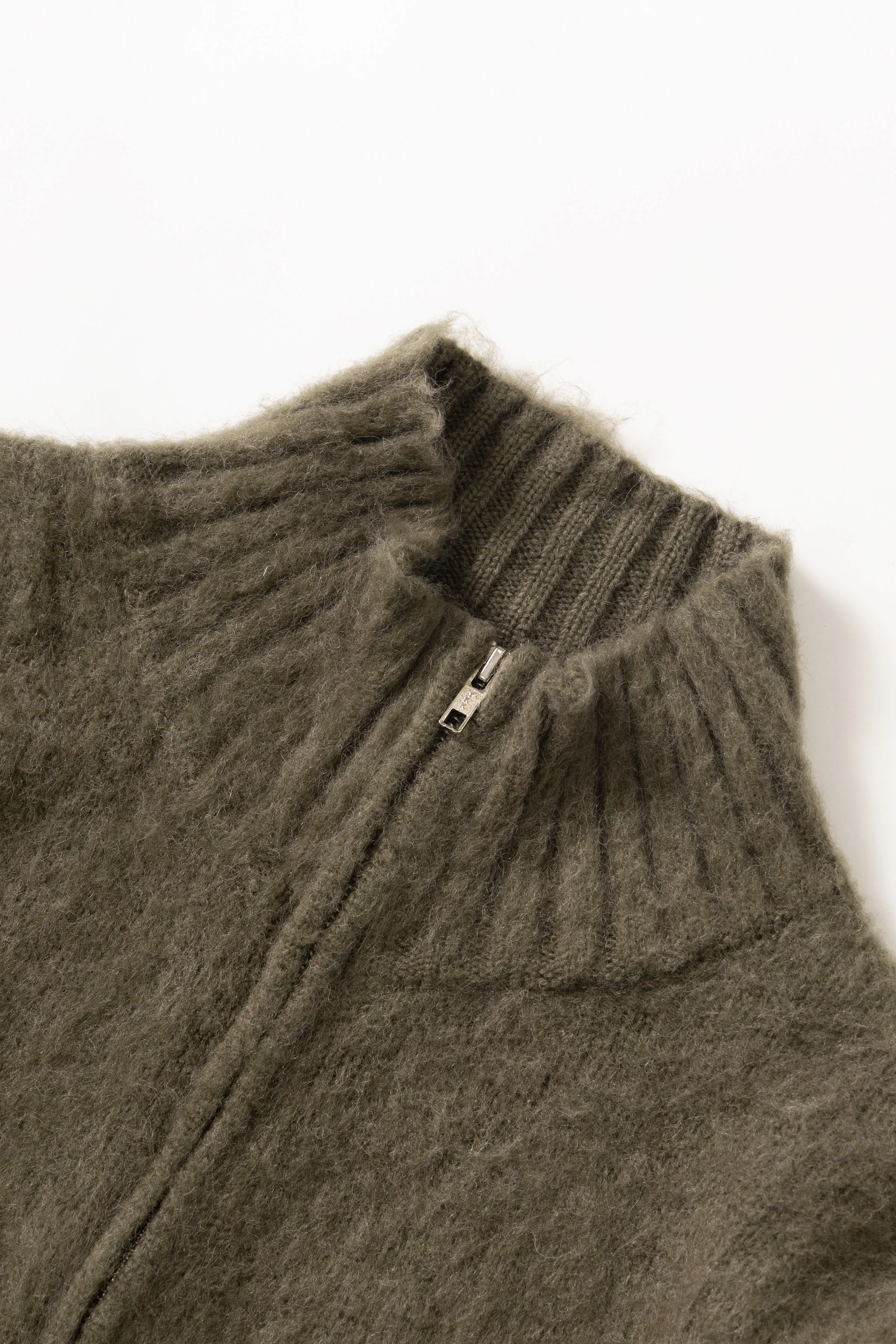 Blacksmith - Zip Mohair Cardigan - Olive - Image 6