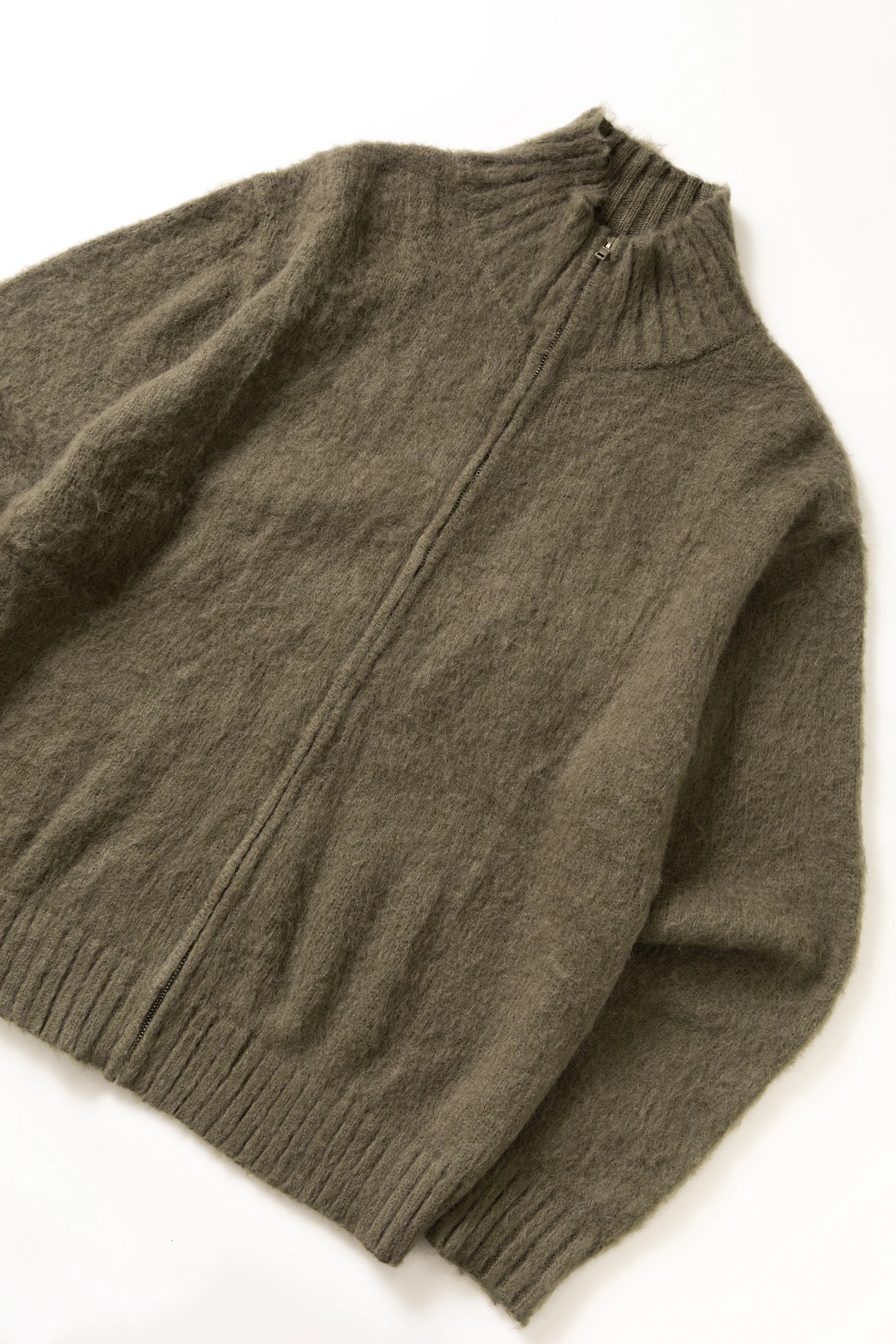 Blacksmith - Zip Mohair Cardigan - Olive - Image 7
