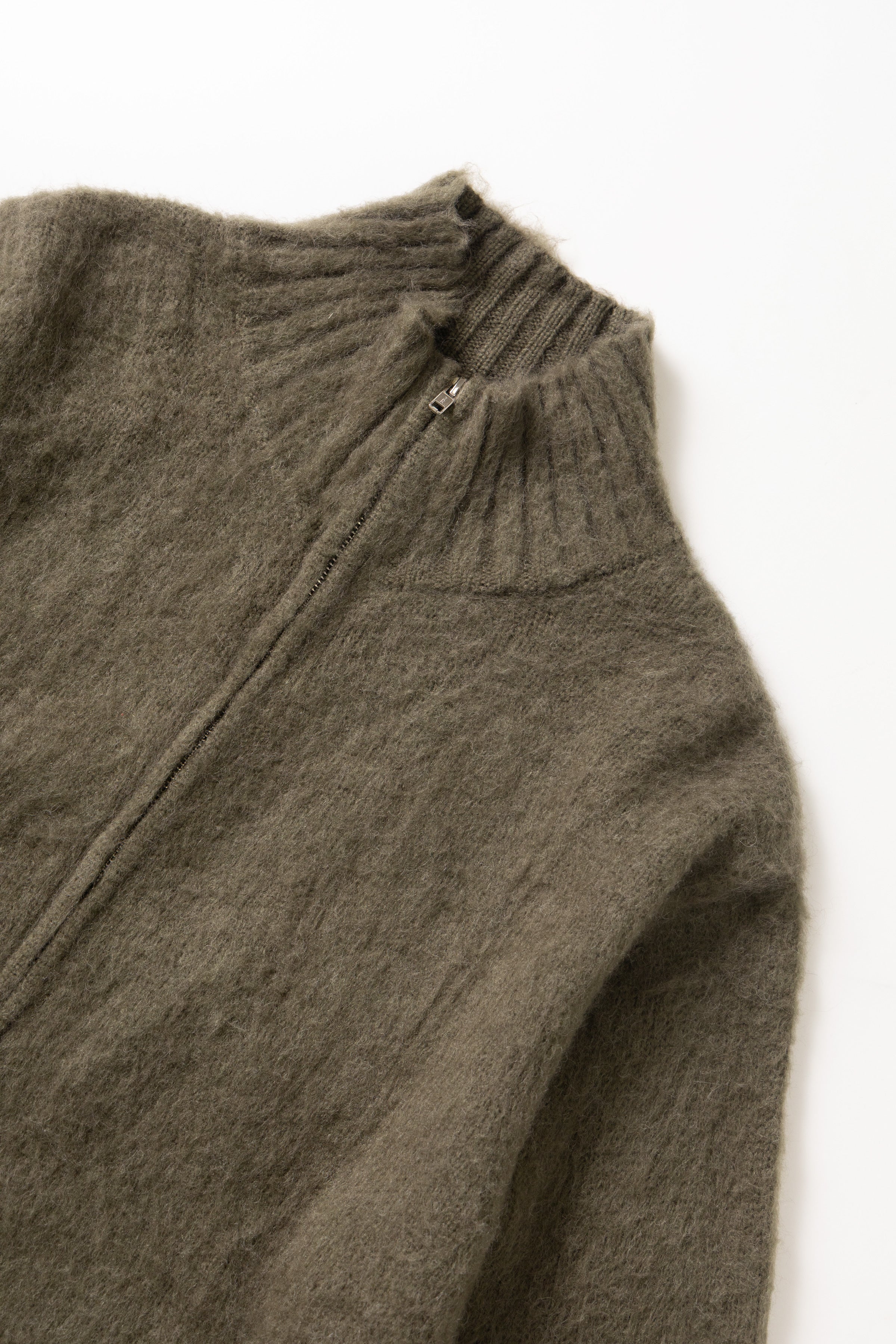 Blacksmith - Zip Mohair Cardigan - Olive - Image 8
