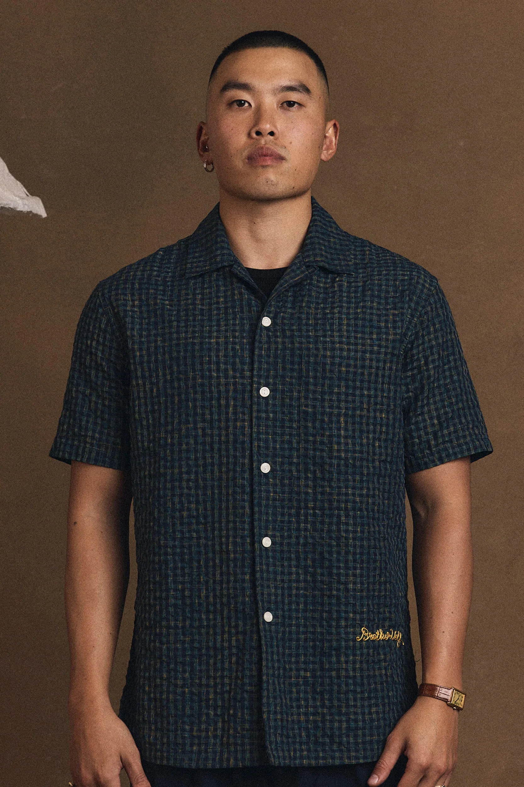 Brotherwolf - Check Short Sleeve Shirt - Navy - Image 2