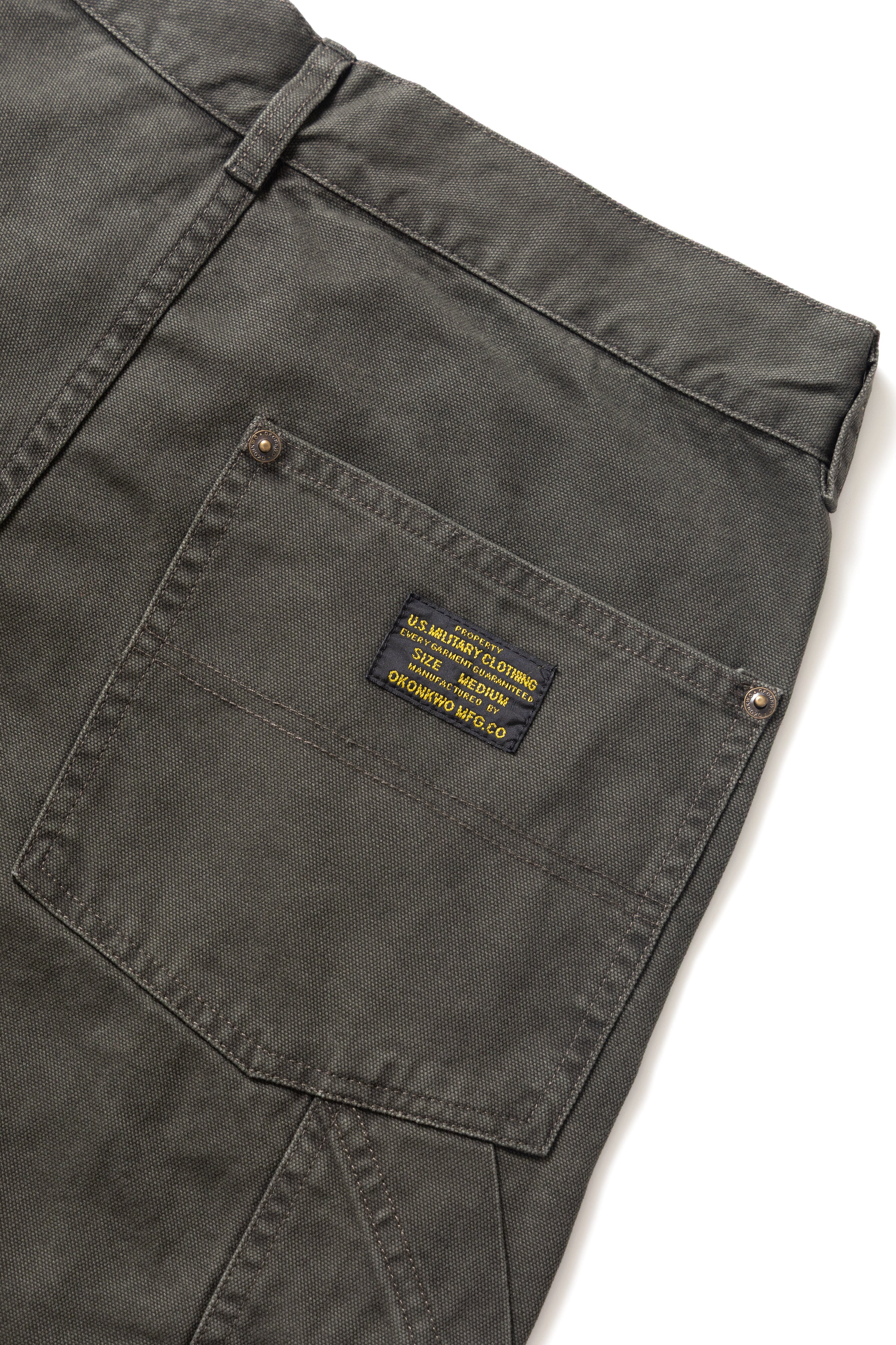 Okonkwo MFG - Aged Canvas Carpenter Shorts - Moss Green - Image 7