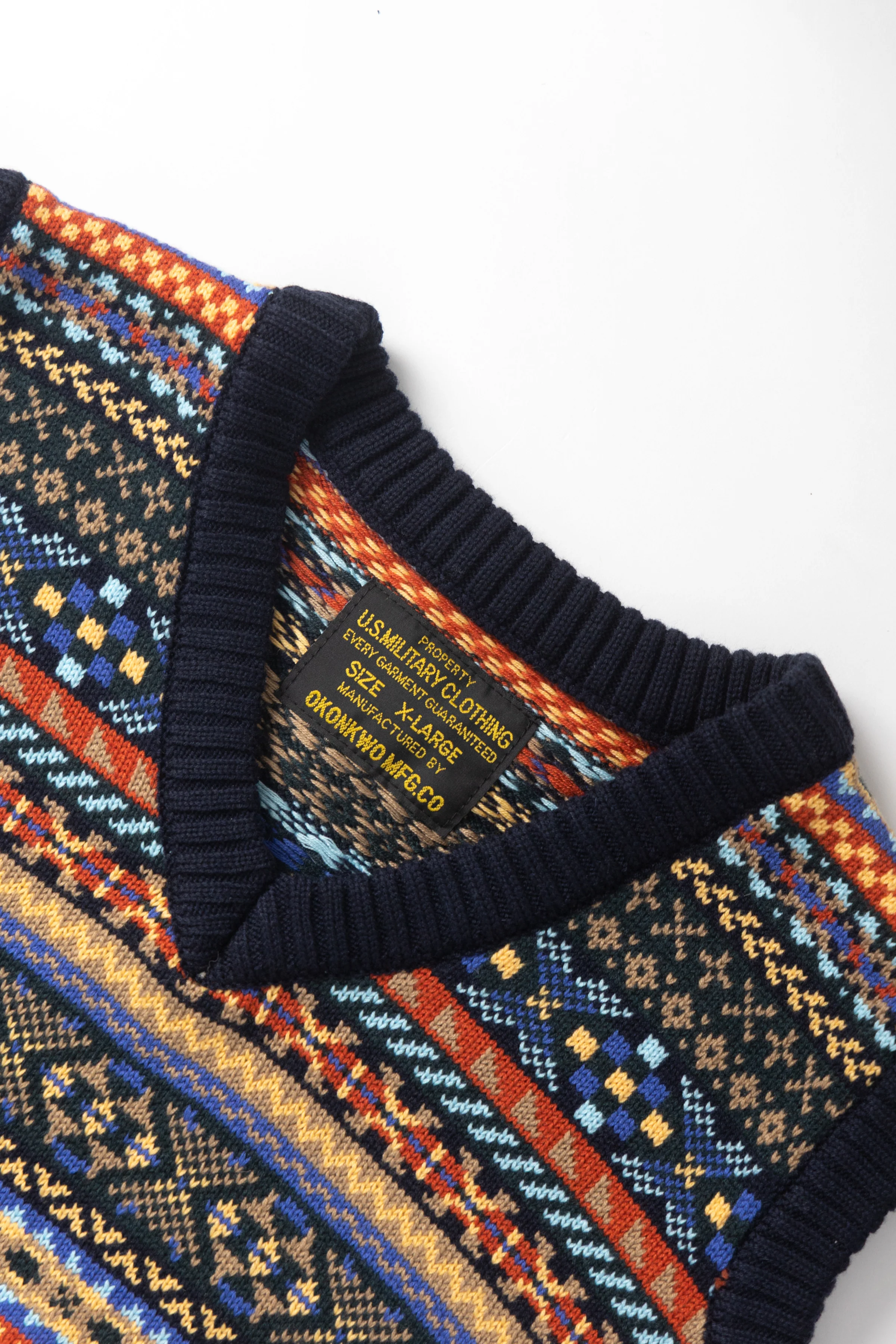 Okonkwo MFG - Fair Isle Knitted Vest - Navy - Image 2