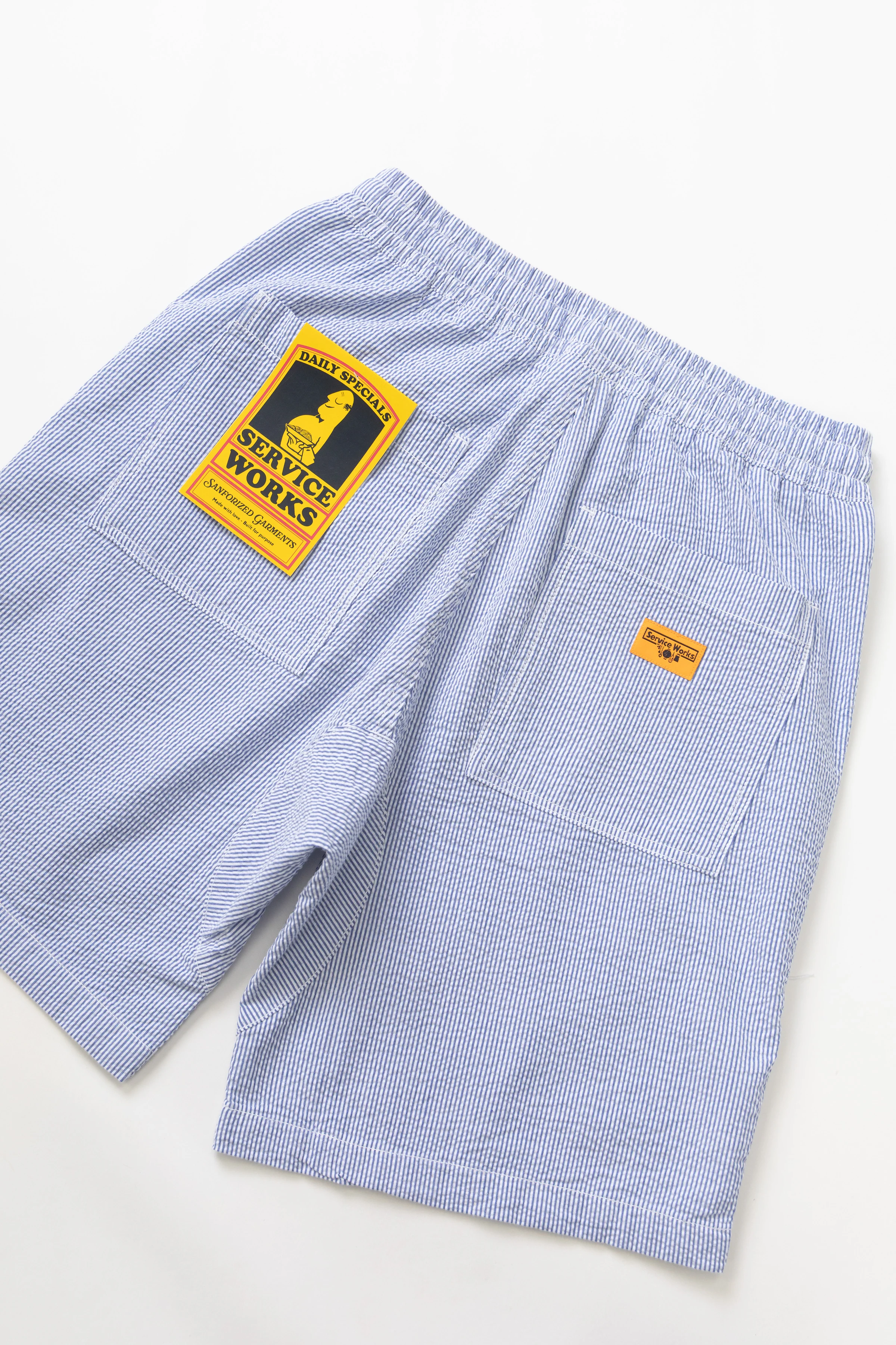 Service Works - Seersucker Chef Shorts - Navy Stripe - Image 5