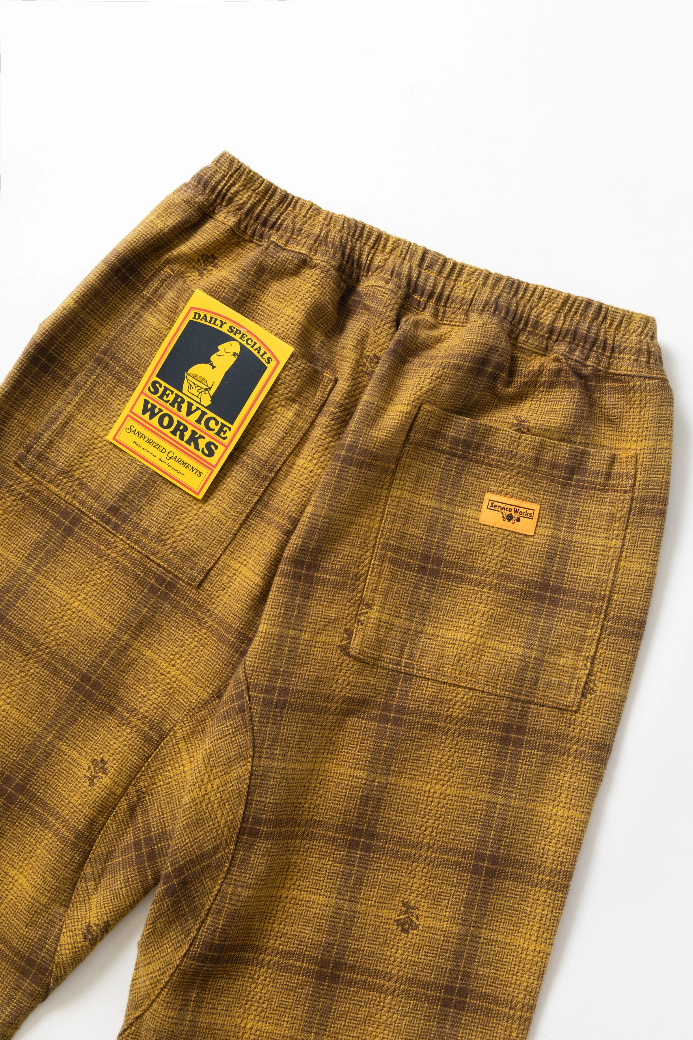 Service Works - Thistle Plaid Chef Pants - Ochre - Image 4