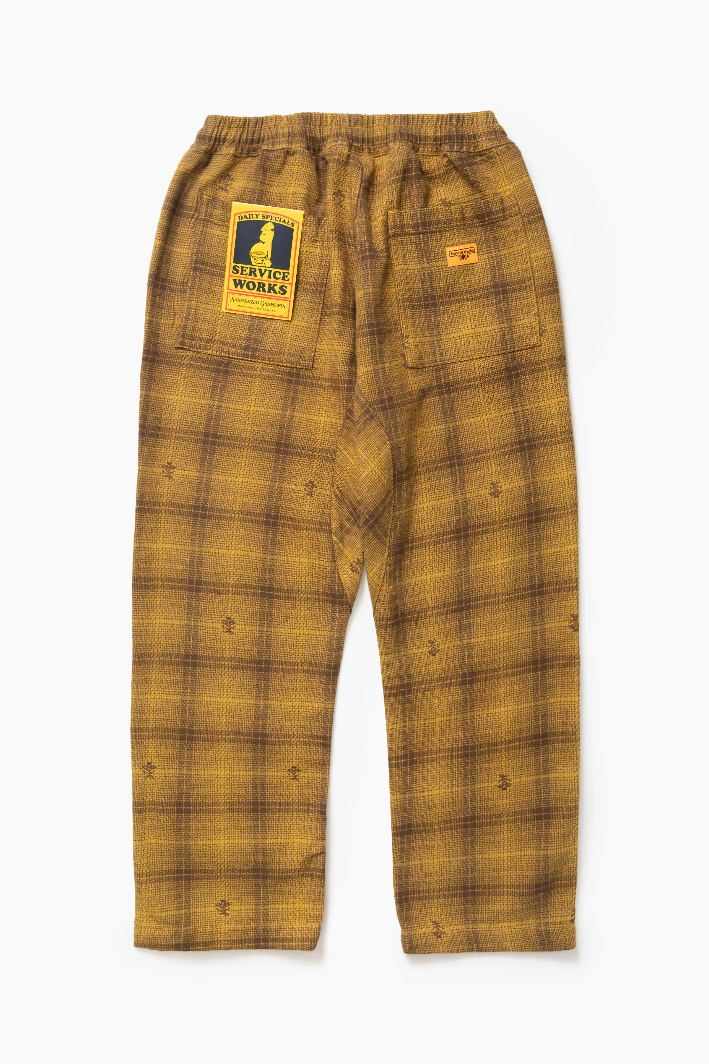 Service Works - Thistle Plaid Chef Pants - Ochre - Image 6